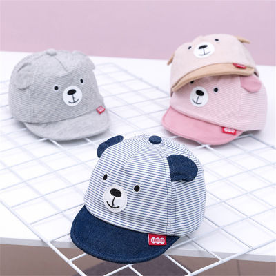 2019 Brand New 4 Colors Newborn Kids Baby Boy Girl Caps Baseball Caps Uni Bear Striped Hats Cute Bear Little Ears Cap Gifts