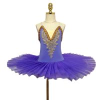 [Childrens clothing] กระโปรงชุดบัลเล่ต์ Tutu แบบมืออาชีพสำหรับเด็กผู้หญิงชุดชุดเดรสเต้นรำท้องหงส์ขาวชุดการแสดงบนเวที