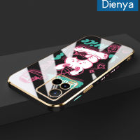 Dienya เคสสำหรับ Vivo Y21 2021 Y21s Y33s Y21e Y21a Y33t T1x 4G ลายการ์ตูนน่ารักดีโชคดีใหม่กรอบชุบสี่เหลี่ยมนุ่มซิลิก้าเจลกันกระแทกเคสมือถือรวมเลนส์กล้องถ่ายรูปฝาครอบป้องกัน