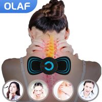 ZZOOI Mini Electric Neck Massager Six Modes Stickers Meridian Massager Pain Relief Back Massage Tool Portable Cervical Spine Massager