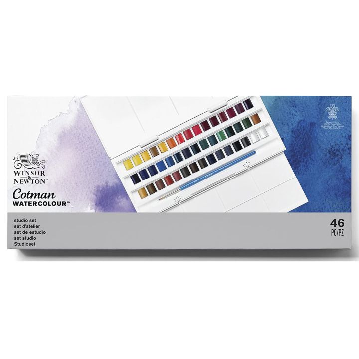 winsor-amp-newton-cotman-เม็ดสีน้ำแข็ง45กระทะครึ่งและแปรงทาสี