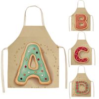 1Pcs Letter Pattern Kitchen Apron Sleeveless Cotton Linen Kids Aprons For Cooking Baking bbq Home Cleaning Tools 66x47cm 47x38cm Pipe Fittings Accesso