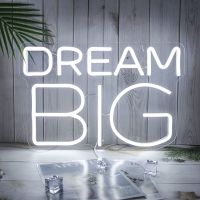 คำนีออนอะคริลิค DREAM BIG ไฟตัวอักษรเรืองแสง LED ป้ายโฆษณาไฟตกแต่งป้ายไฟข้ามพรมแดนพิเศษ