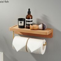 Toilet Roll Holder Brass Wood Napkin Holder Tissue Box Toilet Paper Holders Home Wall-mounted Storage Rack Paper Towel Holder Toilet Roll Holders
