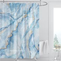 New Blue Marble Cool Shower Curtain Bathroom Partition Shower Partition Waterproof and Mildew Resistant Hanger Home Decoration