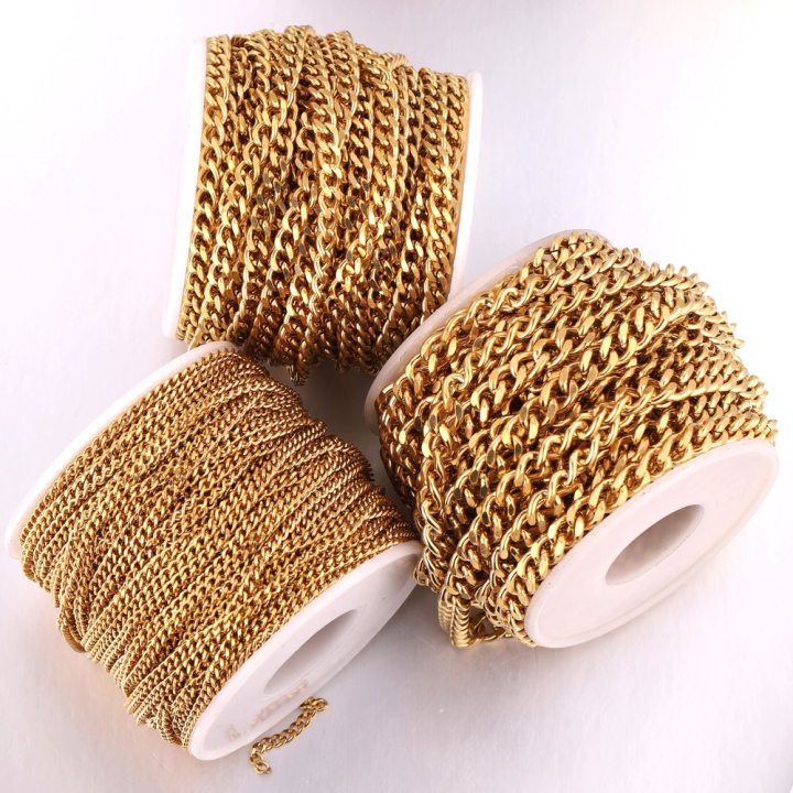 2meter-gold-357mm-width-heavy-miami-cuban-stainless-steel-figaro-mill-grind-chain-for-diy-necklace-bracelet-making-wholesale