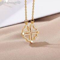 Four-leaf Clover Magnetic Necklace for Women Stainless Steel Zircon Pendant Necklaces 2022 Trend Couple Wedding Jewerly collares