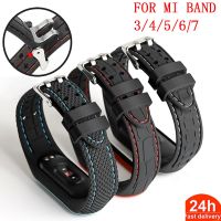 สายสำหรับ Mi Band 7 6 5สายรัดข้อมือแบบสปอร์ตสายนาฬิกาซิลิโคนสำหรับเปลี่ยนสายรัดข้อมือนาฬิกาอัจฉริยะสำหรับสาย Xiaomi Mi 3 4 5 6