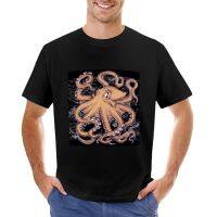 Orange Octopus Tentacles Kraken Ink Vintage Map Nautical T-Shirt Short Sleeve Tee Cute Clothes Men Workout Shirt