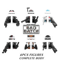 6PCSSET Star Space Wars Figures The Bad Batch Clone Troopers Hunter Crosshair Tech Wrecker Echo Building Blocks Bricks Toys Kid