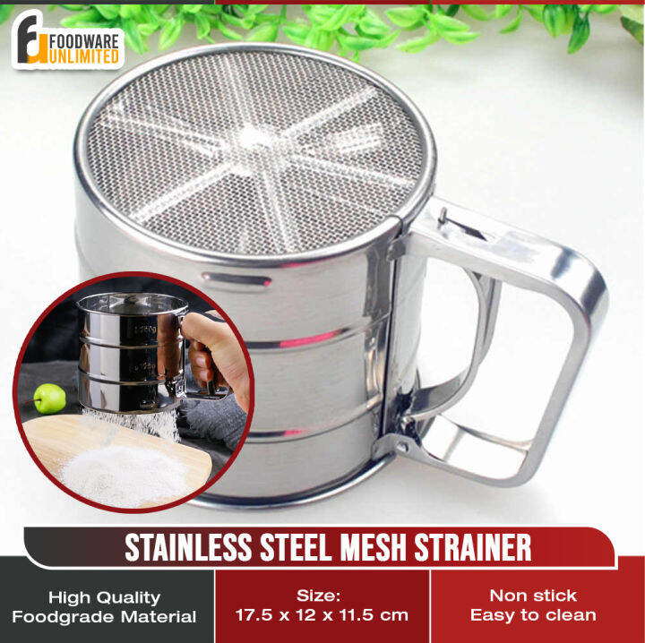 Kitchen Stainless Steel Flour Sieve Fine Mesh Strainer Sifter Sugar