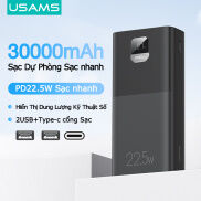 USAMS 30000mAh Sạc Dự Phòng Sạc nhanh PD22.5W Hiển Thị Dung Lượng Kỹ Thuật
