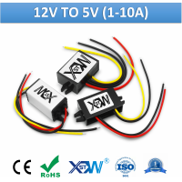 X1j DC ถึง DC 12โวลต์ถึง5โวลต์ขั้นตอนลงโมดูลแปลงไฟ3A 5A 8A 10A พลาสติกเชลล์บั๊กแปลง5โวลต์ลดแรงดันไฟฟ้า