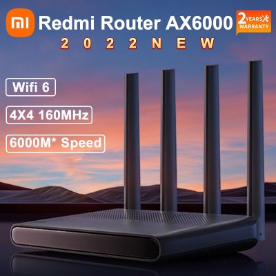 AX6000เราเตอร์ Xiaomi Redmi พร้อมระบบตาข่ายไวไฟ6เครื่องขยายเสียงคลื่นสัณญาณภายนอกแบนด์วิธ8 2.4G / 5G สำหรับ Mijia App Home