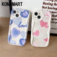 KONSMART เคสโทรศัพท์ Realme C53 C51 C55 NFC 10 4G C35 C33 C31 C30 2023สไตล์ใหม่ไล่ระดับสีฟ้ารูปหัวใจสีครีมกรอบฝาครอบป้องกันเลนส์สำหรับ RealmeC55 RealmeC53