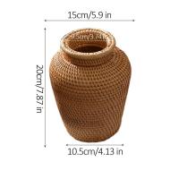 Country Style Home Decor Plant Flower Vase Wicker Vase Rustic Woven Rattan Vase Flower Basket Pot For Living Room Decoration