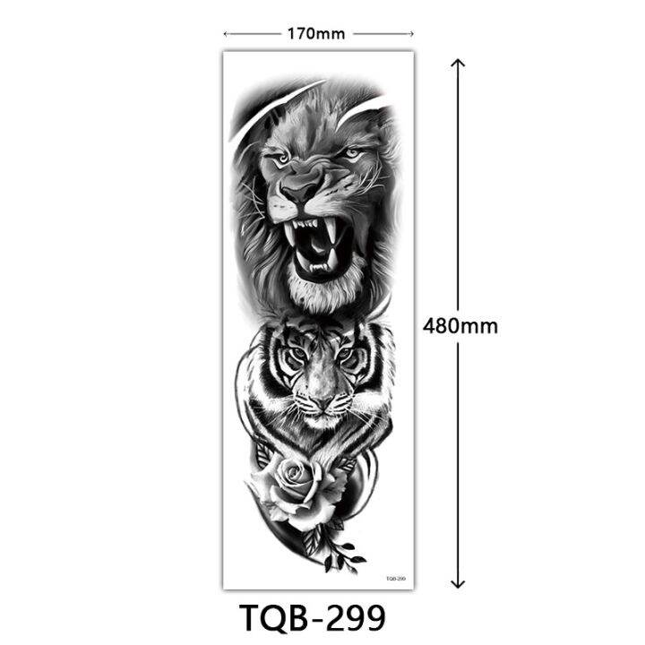 hot-dt-fake-tatoo-tiger-wolf-flowers-large-arm-sticker-sleeve-semi-permanent-man