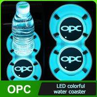 แผ่นไฟ Led หลากสีแผ่นถ้วยน้ำเสื่อกรูฟ Selimut Mobil ถาดรองแก้วน้ำสำหรับรถ OPC