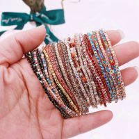 5Pcs/Lot Elastic Crystal Bracelets 2mm Charming Gold Color Crystal Rhinestones Metal Bangle Bracelet Jewelry DIY Gift for Summer