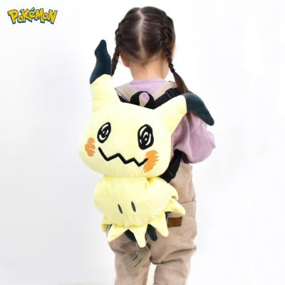 Kawaii Pokemon Backpack Plush Suffed Toy Eevee Mew Snorlax Mimikyu Pikachu Bag Soft Schoolbag Kid Gift Doll