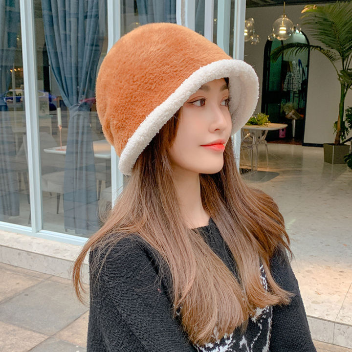 winter-pink-black-fluffy-bucket-hats-for-women-fashion-outdoor-thicken-warm-designer-caps-casual-cute-harajuku-girls-fishing-hat