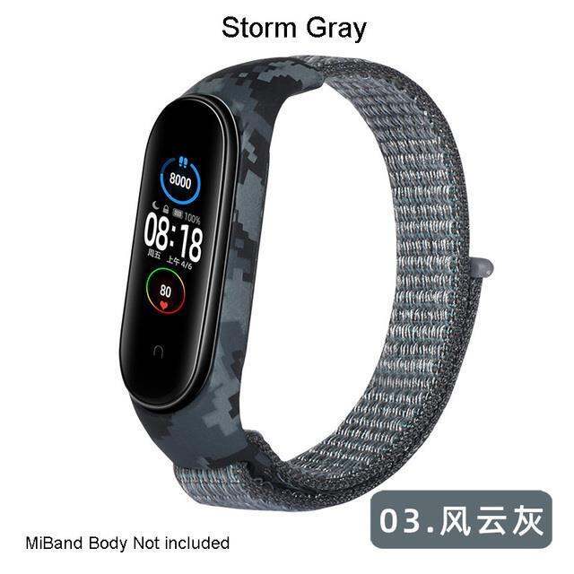 สายรัดไนลอนสำหรับ-xiaomi-mi-band-5-4-3-สายเปลี่ยนพรางกรอบซิลิโคนสำหรับ-xiaomi-miband-4-3-mi-band-5-สร้อยข้อมือ