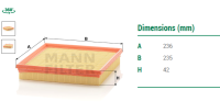 ไส้กรองอากาศ  BMW E36,318I, Z3 (1.8,1.9)/ M43-M44 MANN C2493 กรองอากาศ บีเอ็มดับบลิว 13721247404 LX500  / 8Mile BMW &amp; MINI