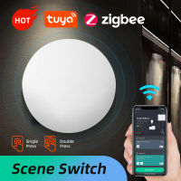 Tuya สวิตช์ปุ่ม ZigBee สำหรับฉาก-สวิตช์อัจฉริยะการเชื่อมโยงหลายฉากใช้แบตเตอรี่ติดตั้งง่าย