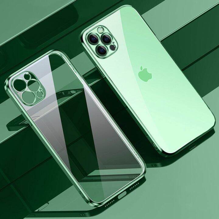 เคสโทรศัพท์-tpu-ใสอิเล็กโทรเพลทสี่เหลี่ยม-สำหรับ-iphone-13-12-11-pro-max-mini-xs-xr-x-8-7-plus-se-2020ครอบเลนส์เต็มกันกระแทกแบบบาง