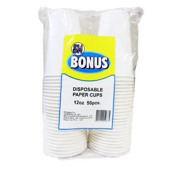 SM Bonus Cups White  12oz 50pcs - SM Markets