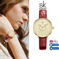 SHENGKE นาฬิกาข้อมือแฟชั่นสุภาพสตรีสายหนังกันน้ำ Kaleidoscope Dial-K0149