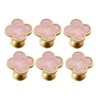 6Pcs Clover Knob Creative Cabinet Drawer Knob for Dresser Wardrobe Pull Single Hole Door Knob