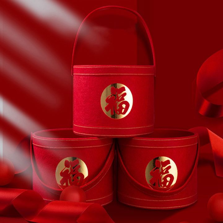 new-year-red-blessing-bucket-round-blessing-holding-bucket-silver-willow-bouquet-box-flower-arrangement