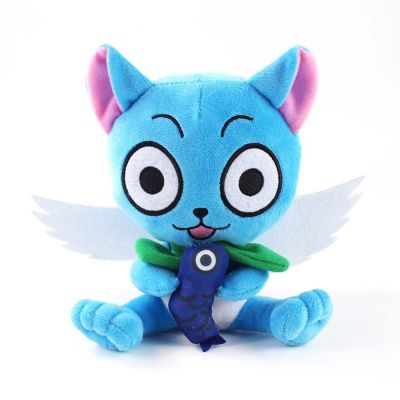 DFSFDC ฮาโลวีน ของขวัญสำหรับเด็ก ตุ๊กตายัดนุ่น ปลาปลาปลา เปลูช ของตกแต่งบ้าน หมอนผ้าพลัฌ แมวมีความสุขสีฟ้า ของเล่นยัดไส้ ตุ๊กตาสัตว์ผ้าพลัฌ ตุ๊กตาผ้ารูปแมว ของเล่นตุ๊กตาหางนางฟ้าอะนิเมะ