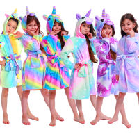 Winter Kids Unicorn Robe For Girls Pajamas Animal Hooded Children Bathrobe Boys Sleepwear Kids Baby Long Sleeve Towel Bath Robe