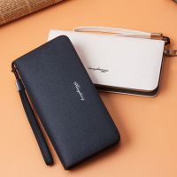 Male Purse Double Zipper Large Capacity  PU Leather Wallet Pocket Men Money Bag Long Style High Quality Vintage Card Holder