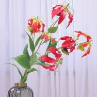 【hot】♚  3 Heads long branch Artificial flowers home decor Wedding Decoration flores artificiales valentines day gifts