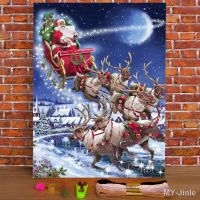 ☜ Christmas Elk Printed 11CT Cross Stitch Embroidery Complete Kit DMC Threads Sewing Hobby Craft Needlework Design Needle