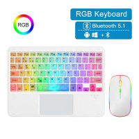 RGB Rainbow Backlit Wireless Bluetooth Keyboard Touchpad and Mouse Wireless Spanish Korean Keyboard for Laptops Tablet PC