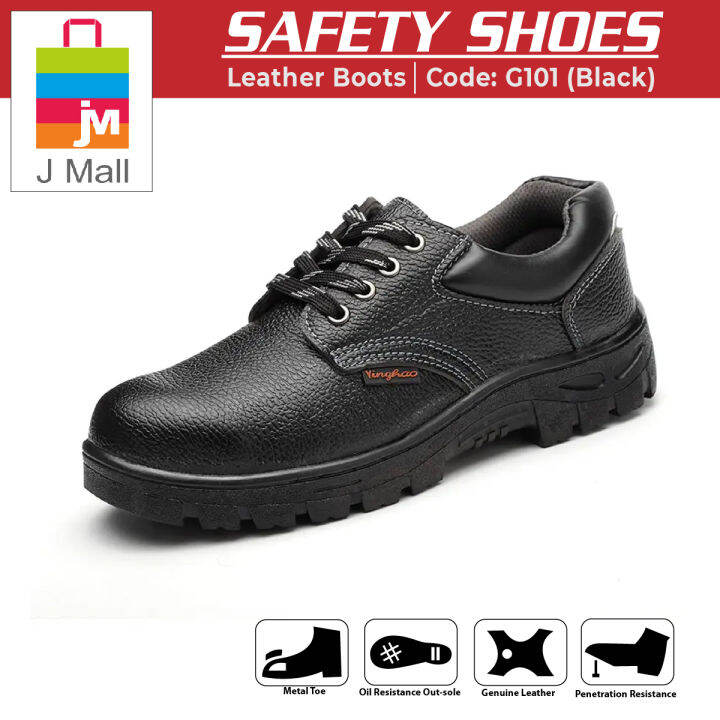 J MALL SAFETY SHOES Low Cut Leather Boots Antismashing AntiPiercing