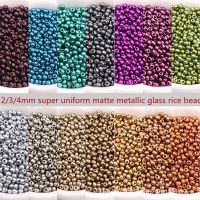 2/3/4mm high quality matte metal color glass rice beads handmade DIY loose beads for clothing accessories wholesale