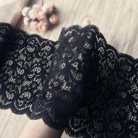 [HOT!] 1 Meter Beautiful Black Lace Mesh Fabric 18cm Width Elastic Lace Trim Applique Free Shipping