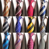 Fashion Jacquard Silk Tie Classic Striped Plaid Necktie For Men Wedding Party Business 8cm Neck Tie Red Yellow Black Formal Ties