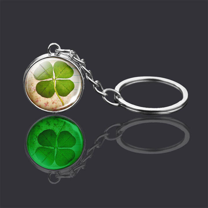 lucky-four-leaf-clover-glass-ball-gift-pendant-clover-keychain-clover-keyring