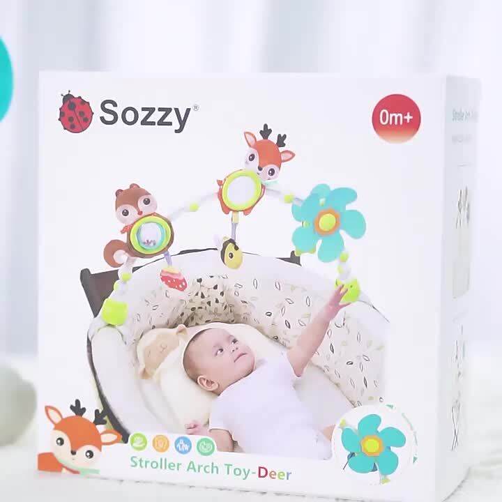 Baby Stroller Arch Toy Baby Crib Mobile Musical Animal Foldable Travel Car Seat Activity Boers