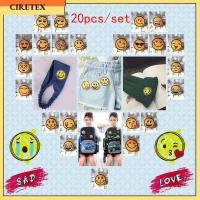 CIRETEX 20PCS แฟชั่น DIY การตกแต่ง แพทช์อีโมจิผสม รีดบน เย็บปักถักร้อย เสื้อผ้า Appliques