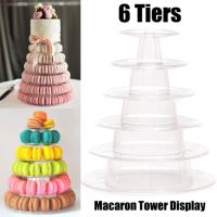 New Multi-function Display Stand 6 Tier Round Macaron Tower Cake Stand PVC Tray Display Rack for Wedding Birthday Bread Cake  Cookie Accessories