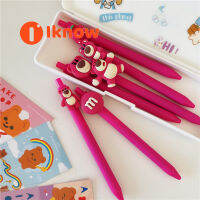 I Know Cute Strawberry Bear Girl S Heart High Face Value Neutral Pen,Student Cartoon 6PCS /Se