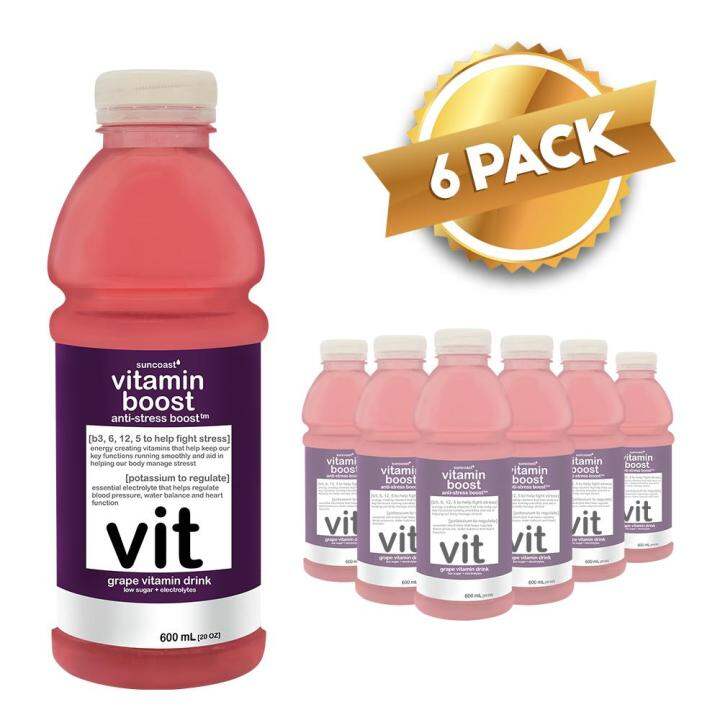 Vitamin Boost 600ml AntiStress Boost Grape Vitamin Drink (Pack of 6