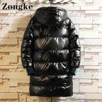 (ร้อน) zongke Bright hooded ฤดูหนาว Parka แจ็คเก็ตผู้ชาย2022สีดำยาวฤดูหนาวเสื้อผู้ชายฤดูหนาว Parka 5XL สินค้าใหม่